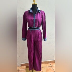 Purple Women's Jumpsuit with Blue Accents